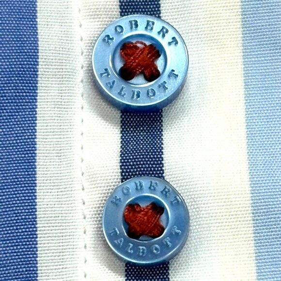 Robert Talbott Carmel White Striped Hidden Button Collar Shirt - Picture 8 of 11